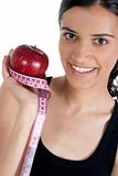 girl, apple and measuring tape