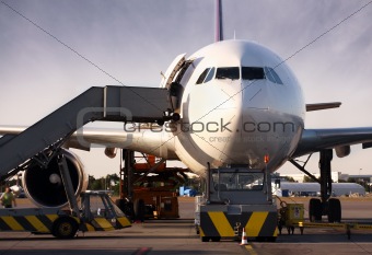 Boeing being loaded with cargo