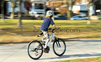 Boy riding a bike