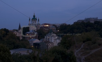 Kiev hills in night