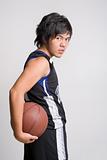 Basketball player pose from backside