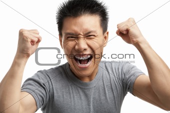 Asian man expressing his excitement