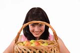 Girl with a basket of apples.