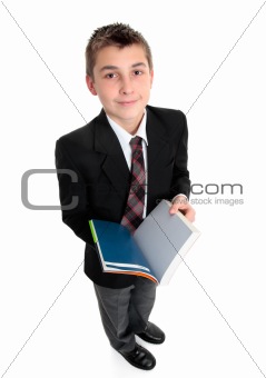 Student with open text book