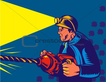 Coal miner working with pneumatic drill
