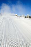Snowmaking on a mountain ski resort