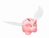 Piggy bank, flying on wings