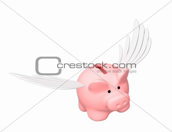 Piggy bank, flying on wings