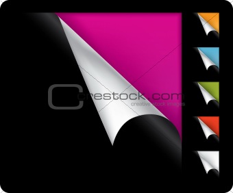 Colorful vector page curled corners