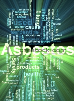 Asbestos word cloud glowing
