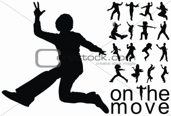 high quality traced on the move people silhouettes vector illustration