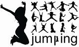 high quality traced jumping people silhouettes vector illustration