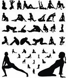woman erotic and sporty silhouettes collection vector illustration