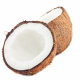 Fresh coconut on white