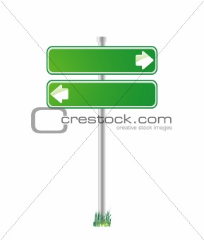 Green sign for direction