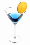 Blue cocktail with orange slice
