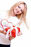 beautiful woman with holiday gift