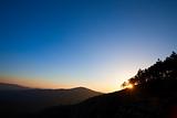 Beautiful mountain sunset with deep blue sky in the north of Portugal.