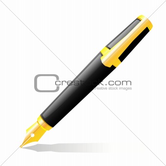 The ink pen of black colour.