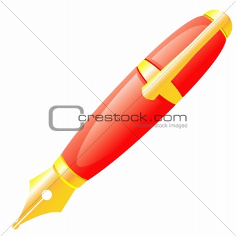 The ink pen of red colour.