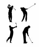 Silhouettes of a golfer