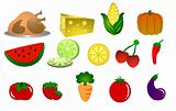 illustration of food symbols on white background
