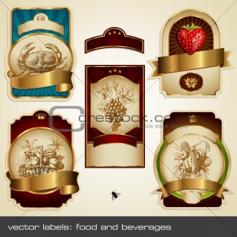 vector labels: food and beverages