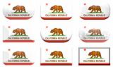nine glass buttons of the Flag of California