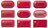 nine glass buttons of the Flag of China