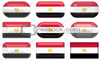 nine glass buttons of the Flag of Egypt
