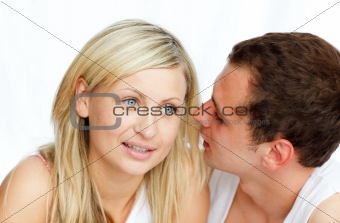 Man telling a woman something important