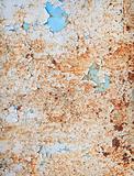 Weathered surface of a steel sheet with paint scraps