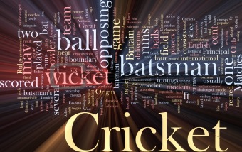 Cricket word cloud glowing
