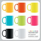 8 colored mugs