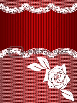 Vertical red and white French lace background