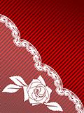Vertical red and white French lace background