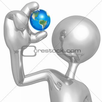 3D Character Holding The Earth