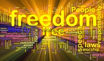Freedom word cloud glowing