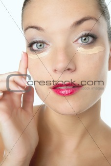 Beauty cosmetic portrait of a red lips woman