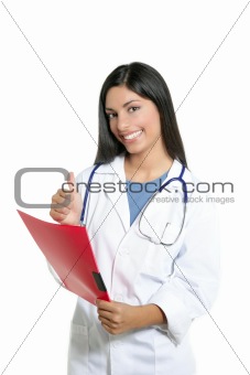 Berautiful brunette indian young happy doctor woman