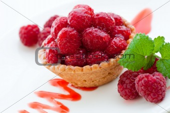 Delicious fresh raspberry tart