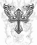 tribal cross with wing illustration