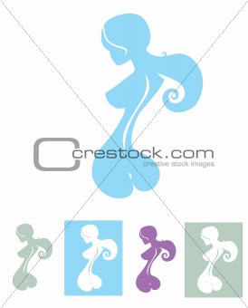 Naked silhouette with backbone line