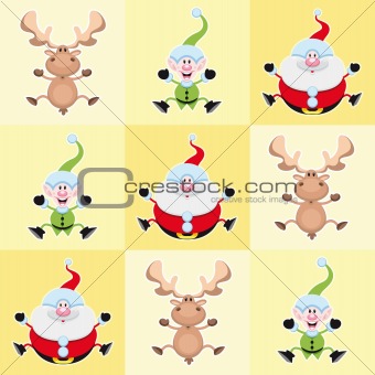 Christmas cartoon characters in a yellow square.