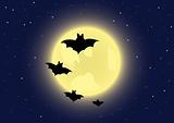 Black bats on full moon background