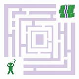 Abstract maze with man looking for money