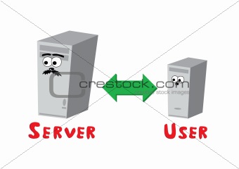 Isolated picture with connecting server and user