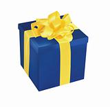 Blue Gift Box With Yellow Ribbon