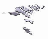 Faroe Islands 3D Silver Map