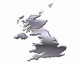 Great Britain 3D Silver Map